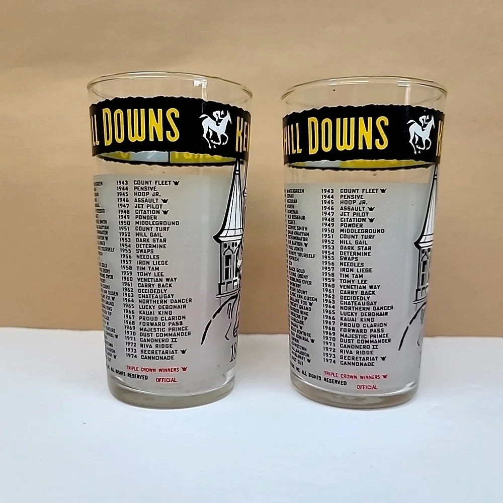 Set of 2 1975 Kentucky Derby Mint Julip Glasses-Church Hill Downs-101st Running